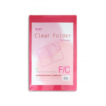 F/C 透明L型膠快勞/文件套-單色12個-紅
